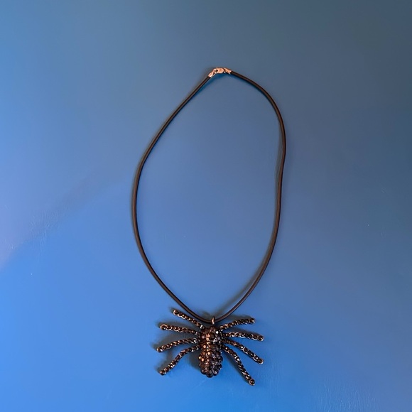 Black Beaded Spider Necklace w/black cord - Picture 2 of 5